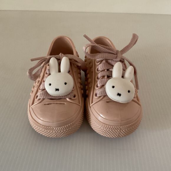 Mini Melissa x Miffy Pink Rubber Sneakers Toddler Size 7/8 Cute Bunny Lace Shoes - Picture 5 of 10